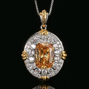 Fashion Eco-friendly Copper Champagne Diamond Jewelry <b>Set</b> 10*14-6*8mm Cubic Zirconia Necklace <b>Earring</b> Rings for Women Daily - Product Image 5