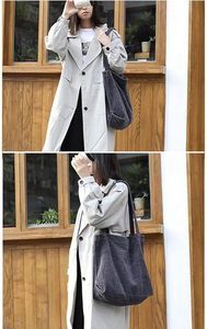 Bolso Bandolera de Corduroy Verde para Mujer, de Gran Capacidad, Estilo Casual, para Compras Diarias - Product Image 6