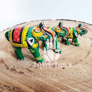 ชุดงานฝีมือไม้รูปช้างสไตล์อาร์ตเดโค จำนวน 3 ชิ้น - Product Image 4