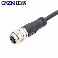 Conector de ángulo recto macho hembra a prueba de agua Cable sobremoldeado M9 A código 2 enchufe de 3 pines con cable PUR de PVC sin blindaje blindado