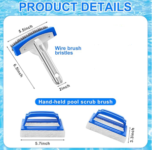4 kits <span class=keywords><strong>de</strong></span> limpieza <span class=keywords><strong>de</strong></span> azulejos <span class=keywords><strong>de</strong></span> <span class=keywords><strong>piscina</strong></span> incluyen cepillo <span class=keywords><strong>de</strong></span> <span class=keywords><strong>piscina</strong></span> con poste cepillo <span class=keywords><strong>de</strong></span> acero inoxidable con mango piedras pómez para <span class=keywords><strong>piscina</strong></span> - Product Image 2