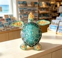 Figurines de tortue de mer en résine peintes à la main sur mesure, texture mosaïque, ornement tortue, décoration d'intérieur, souvenir de bureau, cadeau