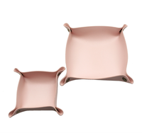 Plateau de rangement multifonctionnel carré en cuir PU pour bureau, maison, pièces de monnaie, clés, bijoux, rouge à lèvres, vaisselle