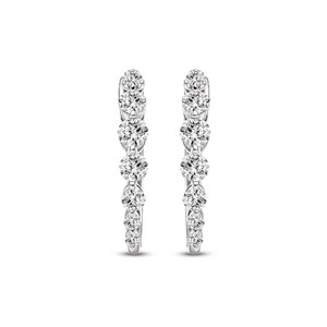 Boucles d'oreilles créoles en diamant de laboratoire taille ronde pour femme, couleur VVS VS EF, en argent sterling 925, or 10KT 14KT 18KT, bague de fiançailles - Product Image 4
