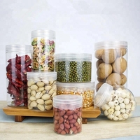 MOQ inférieur, pots en plastique transparent de qualité alimentaire de 150 ml à 1000 ml avec couvercles à vis