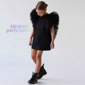 Robe en maille noire à volants HP pour enfants, style gothique, robe de performance, tenue de fête d'Halloween pour enfants, vêtements de danse de scène - Product Image 1