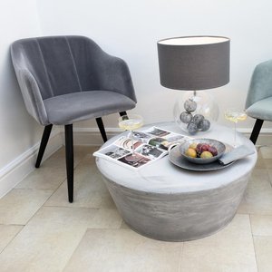 <span class=keywords><strong>Tavolino</strong></span> da Caffè Rotondo in Fibra di Argilla Contemporaneo Fatto a Mano in Grigio Cemento/Nero Carbone/Marrone per Uso Domestico e Soggiorno - Product Image 4