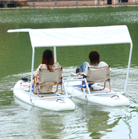 Hochwertiges Aufblasbares 2-Personen-Wasser-Tretboot Leichtgewichtiges Aufblasbares Fußpedal-Katamaran mit Wasserdichtem Baldachin