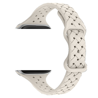 Bracelet de montre en silicone tressé en bambou fin avec texture corne de chèvre Tschick, compatible avec Apple Watch Ultra Series 9 8 7 SE 40 41 45 49 mm, léger