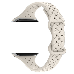 Bracelet de montre en silicone tressé en bambou fin avec texture corne de chèvre Tschick, compatible avec Apple Watch Ultra Series 9 8 7 SE 40 41 45 49 mm, léger - Product Image 1