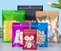 Sacs refermables en aluminium colorés à trois soudures latérales avec fermeture éclair, sacs de rangement en Mylar pour snacks, bonbons, biscuits et accessoires