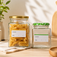Offre Spéciale – Bocal en Verre Carré avec Couvercle à Vis pour Conserver les Aliments (Cornichons, Miel, Confiture, Fruits, Épices) – 50ml, 100ml, 280ml, 380ml, 500ml, 730ml