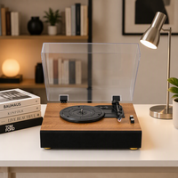 Tourne-disque vinyle noir rétro, phonographe, platine à disques, style européen, pour salon, avec haut-parleur, ornement décoratif