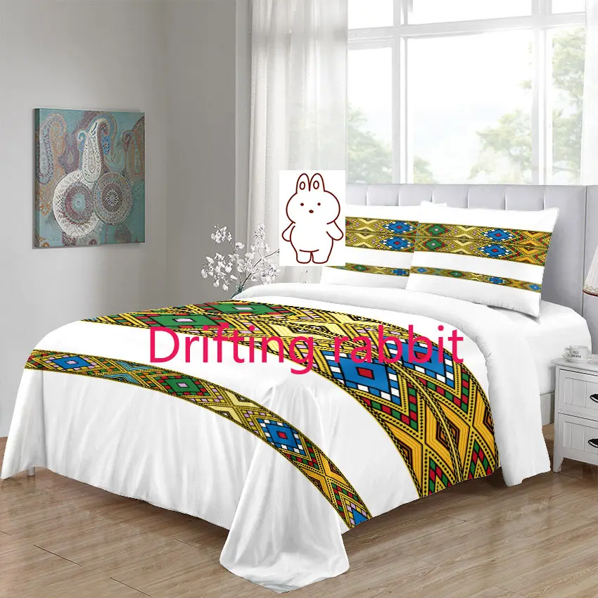 Ethiopian Traditional Saba Telet customized design 3D printing bedding set/duvet cover set with pillowcase