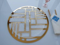 Sous-plat moderne en acrylique miroir découpé au laser pour la décoration de table de mariage ou d'anniversaire, assiette de présentation, sous-plat de mariage et coussinets