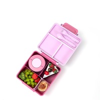Niedliche Schul-Thermoskanne Bento-Lunchbox mit Griff und Deckel 4-Fach Mikrowellengeeigneter Thermobehälter für Erwachsene & Kinder