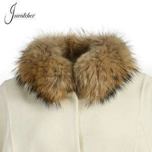 Cappotto moda in lana Cashmere con collo e polsini in vera <span class=keywords><strong>pelliccia</strong></span> di procione da donna in Cashmere bifacciale con vera <span class=keywords><strong>pelliccia</strong></span> - Product Image 4