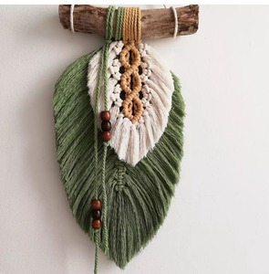 Hecho a mano Boho gran rame hoja colgante de pared para decoración del hogar Accesorios maravillosos tapiz sala de estar dormitorio - Product Image 5