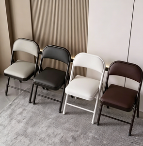 Silla Plegable Negra de Diseño con Estructura Metálica para Fiestas y Restaurantes, Sillas Plegables para el Hogar - Product Image 2