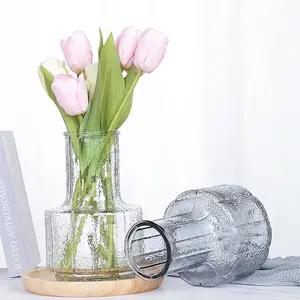 ग्लास वेस हाइड्रोपोनिक ड्रेसेना के फूल vase रचनात्मक ठीक ऊर्ध्वाधर अनाज ग्लास वेस होम सजावट
