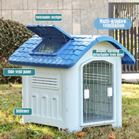 Nichoir pour chien en plastique pliable, abri extérieur toutes saisons avec fenêtre, design imperméable et plateau en plastique
