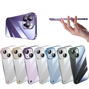 New Product Clear Electroplated PC Hard Case For iPhone 13 mini 12pro 14 pro max Frameless Case