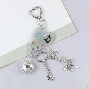 พวงกุญแจประดับรูปหัวใจทำจากอะคริลิคสีชมพูหวานสำหรับเด็กผู้หญิงสไตล์เกาหลี - Product Image 6