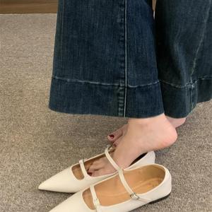 Zapatos de Tacón Fino con Doble Correa y Punta Puntiaguda, Tipo Mary Jane, Formales para Mujer, Verano y Otoño, con Hebilla de Cuero Genuino, que Aumentan la Estatura - Product Image 2