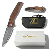 Couteau de poche Damas de haute qualité ZMRYDS pour hommes, outil EDC, couteau pliant de survie et de chasse