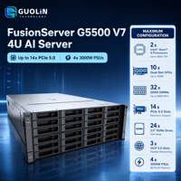 Server Rak FusionServer G5500 V7 4U 24 Bay HDD 12 NVMe Server Penyimpanan High-Throughput untuk Server Analisis Data Besar Real-Time