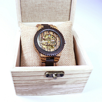 Montre automatique en bois de luxe avec logo personnalisé, design artisanal mécanique