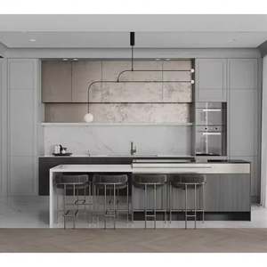 Simple Design Functional Kitchen Attractive Melamine Surface Plywood Kitchen Cabinets Alloyed Hardwares Wooden Cabinet - Product Image 3