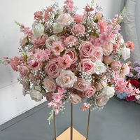 Boules de fleurs artificielles décoratives de luxe en soie de haute qualité, populaires pour les centres de table de mariage, vente en gros directe usine