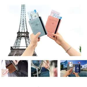 Sıcak satış lüks gümrük sıkıntılı PU deri RFID engelleme kart seyahat cüzdanı pasaport kılıf tutucu