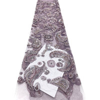 NI.AI Nouveau style Tissu en dentelle à sequins géométriques brodés, entièrement recouvert de sequins, tissu en dentelle perlée courte avec sequins