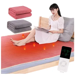 Stock wholesale soft king size portable switch warm pad over under throw heated heating Electrical blanket for winter bed