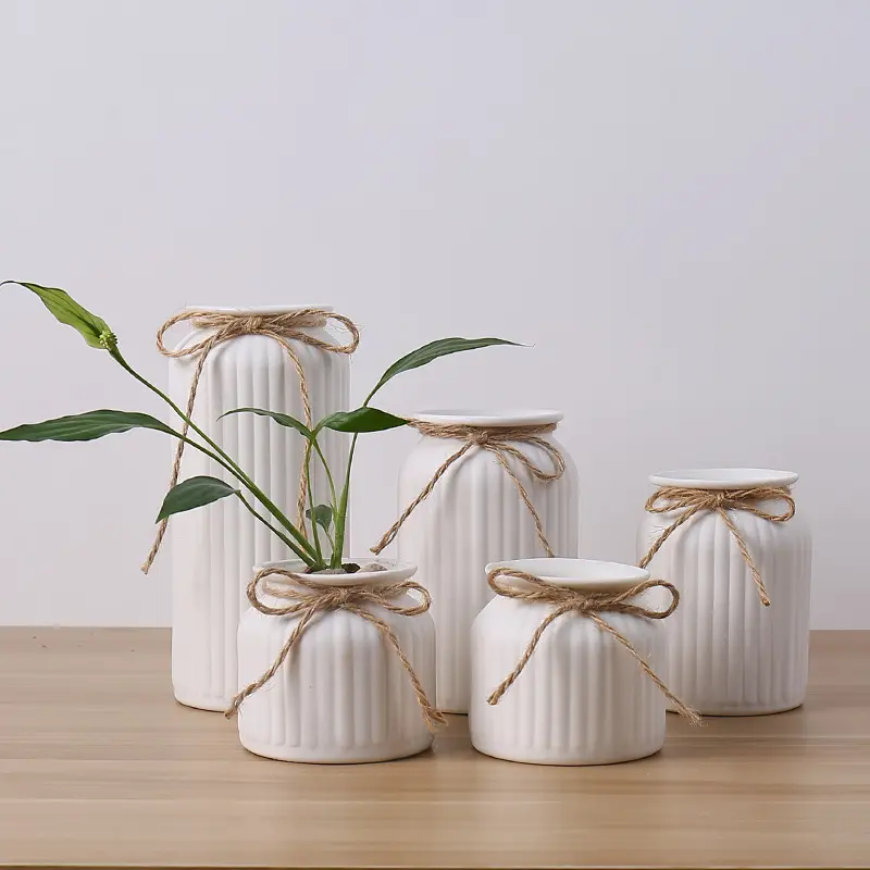 Vase à fleurs séchées en céramique pour salon, 1 pièce, en porcelaine blanche, Arrangement de fleurs, décoration, étoilé, pot de fleurs Simple et moderne