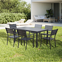 Mobilier d'extérieur pour restaurant Chaise en aluminium Ensemble de 5 pièces pour salle à manger patio et jardin avec table à manger rectangulaire