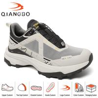 Chaussures de randonnée pour hommes, personnalisées en usine, blanches et noires, basses, respirantes, en maille, à laçage rapide, résistantes aux perforations, antidérapantes, légères