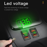 Chargeur de voiture double USB QC3.0 pour Toyota 12V 24V avec voltmètre numérique LED, charge rapide 3A pour téléphone portable