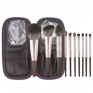 Juego de Brochas de Maquillaje Profesionales de Madera de 10 Piezas, Personalizadas de <span class=keywords><strong>F</strong></span>ábrica, Brocha Plana para Aplicar Corrector Facial, No Irrita la Piel - Product Image 6
