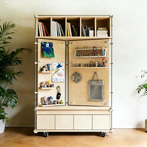 Floor <b>Standing</b> Vertical Display Rack Marine Panels Solid Wood Mobile Display Racks for Memorabilia Exhibition Halls - Product Image 3