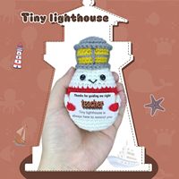 Cadeau de remerciement pour les enseignants à l'occasion de Pâques, décoration de bureau en coton crocheté à rayures en forme de phare, panier de Pâques artisanal