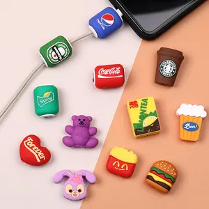 USB Cable Bites Protector Animal Cute Cartoon Cover Protect Cable Earphone Cable Winder Cellphone Decor Wire Line