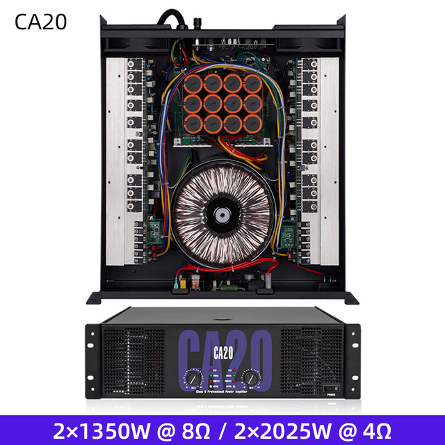 CA20 2-Channel Class H Professional Power Amplifier 3U 1350W 8Ω 2025W 4Ω 3-Stage Power Supply Stereo Amp for Subwoofer Stage DJ