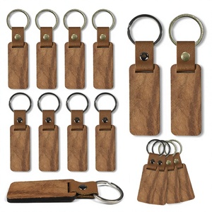 Mingou Cross-border for Blank Wood Keychain Wooden Pendant Laser Engraving DIY Customizable Advertising Logo Promotional Gift