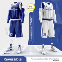 Tenue de basketball double face pour homme, uniforme d'équipe de compétition et d'entraînement pour adulte, impression numérique par sublimation, taille XL