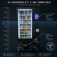 Distributeur automatique réfrigéré robuste à 6 voies pour articles de vente au détail, économe en énergie R290, compatible ADA, chemin de convoyage fiable, SDK