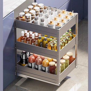 Tiroir d'assaisonnement de cuisine multifonctionnel moderne en aluminium pour armoires de garde-manger Supports à épices pour armoire de cuisine - Product Image 1