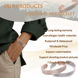 Bracciale magnetico in rame <span class=keywords><strong>con</strong></span> iscrizioni arabe - Bracciale di preghiera islamico, gioiello magnetico curativo per uomo e donna - Product Image 3